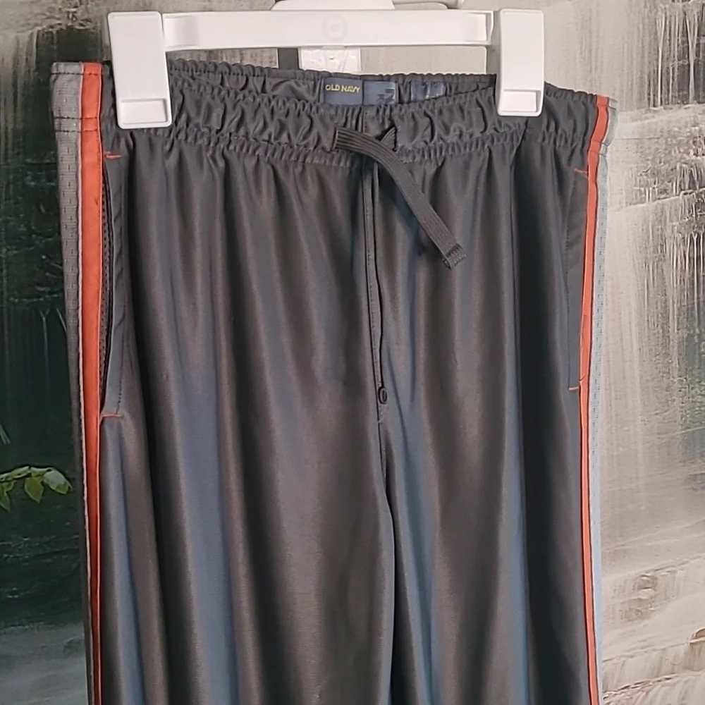 Old Navy Boys Large 10 12 athletic track sweatpants gray with orange